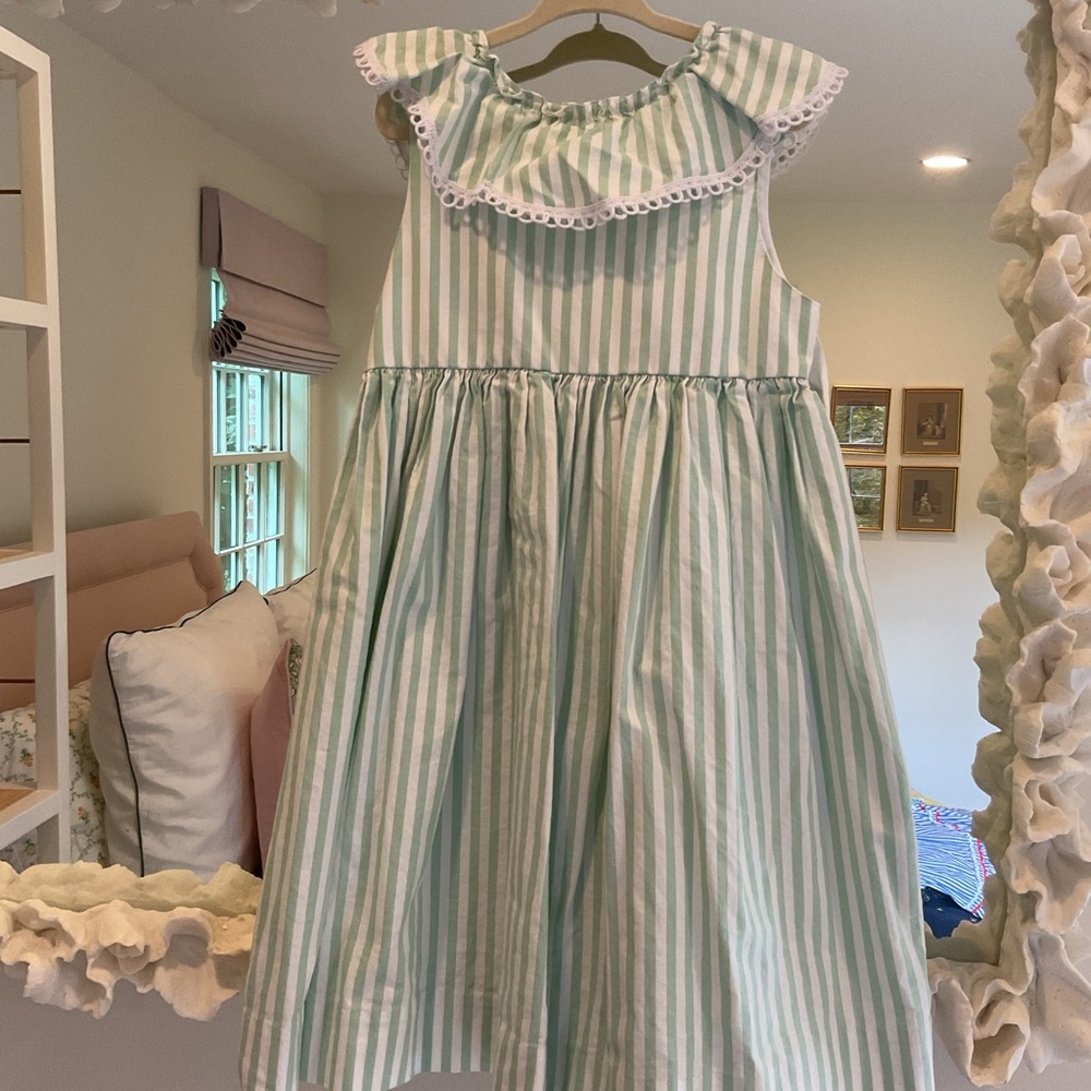 Bella Bliss Green and White Ruffled Sundress